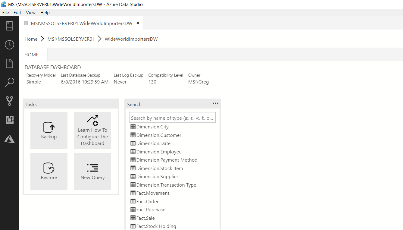 Database Dashboard