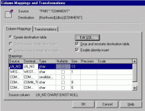 The column mapping screen