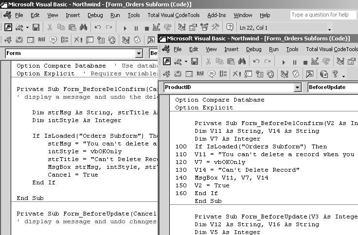 Before and after results of using the FMS Code Delivery utility