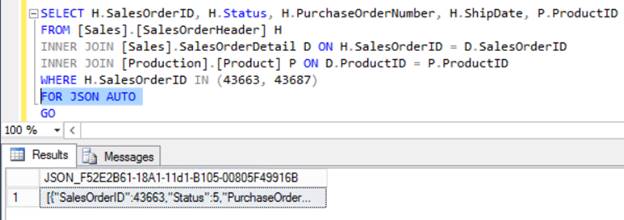 Query formatted as a JSON document