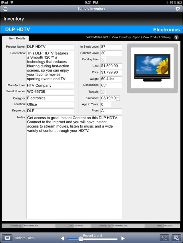 Filemaker Go for iPad