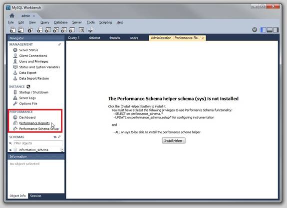 Performance Schema helper schema (sys) is not installed