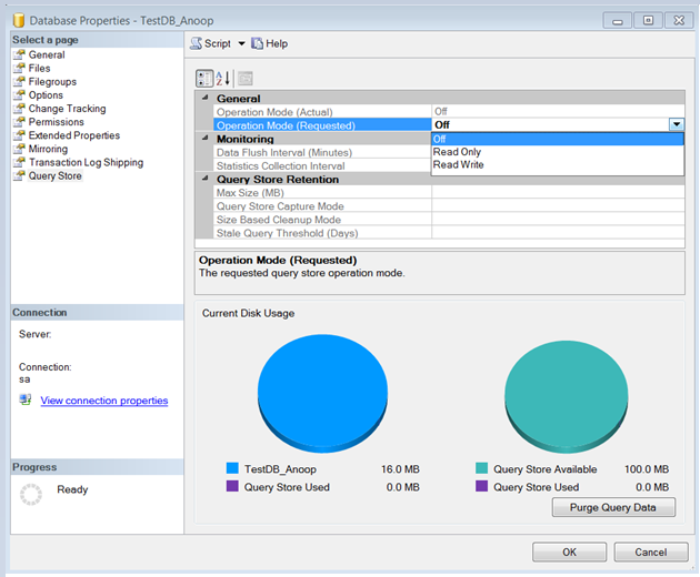 Enable Query Store and Choose Operation Mode