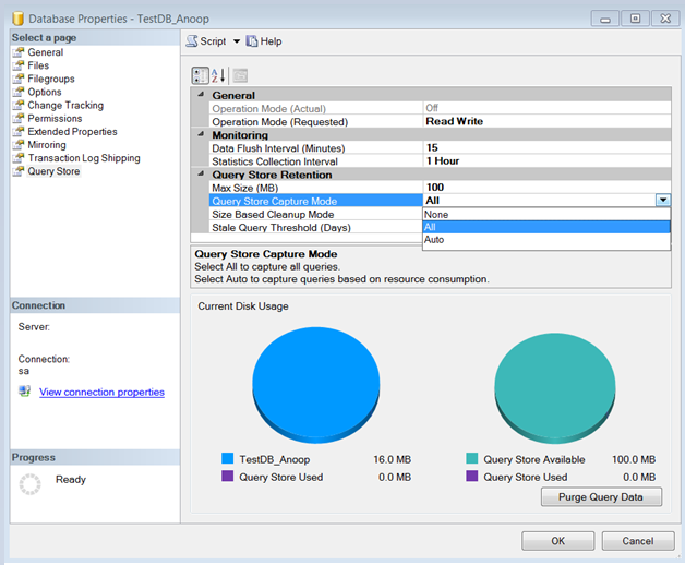 Set up Query Store Retention Values