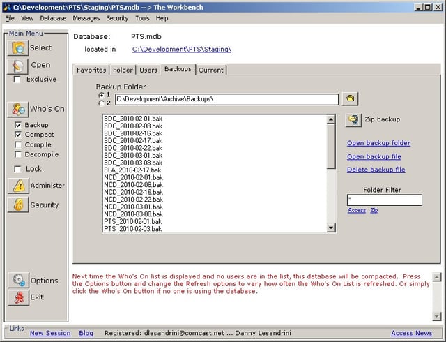 Microsoft Access File Backup and Maintenance Options