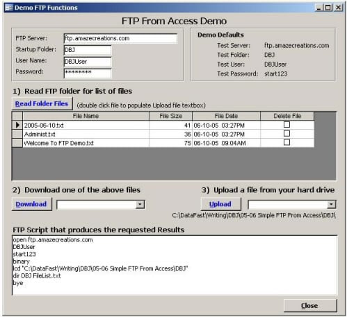 Simple FTP Methods from Microsoft Access