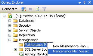 Microsoft SQL 2005 Maintenance Wizard Part 3