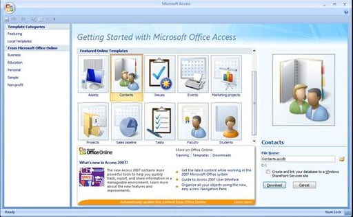 Outlook Synchronizing and Internet Maps in the Access 2007 Contacts Template