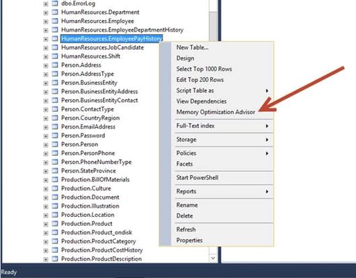 SQL Server 2014 Memory Optimization Advisor