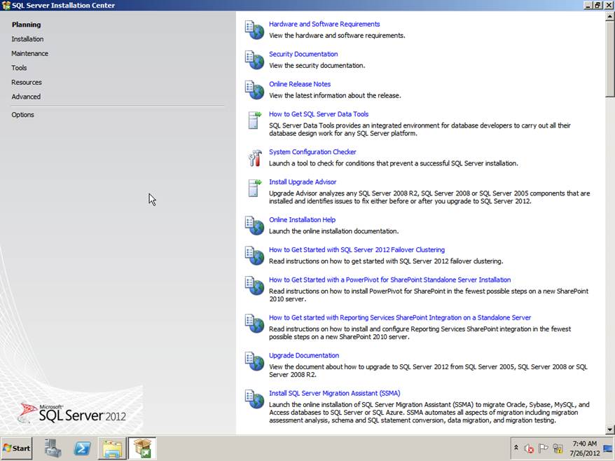 Installing SQL Server 2012