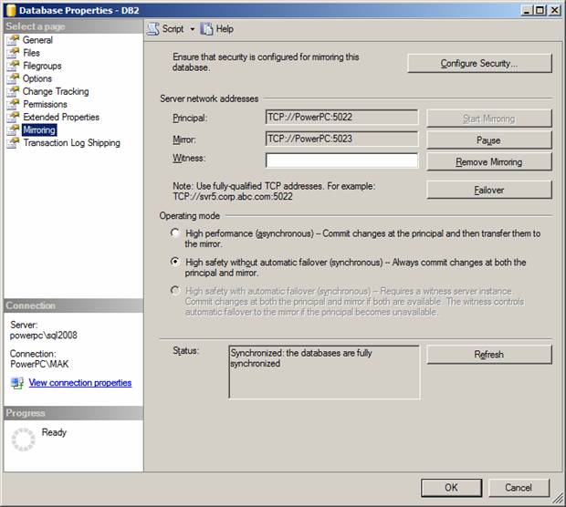 view the configuration from the SQL Server Management studio
