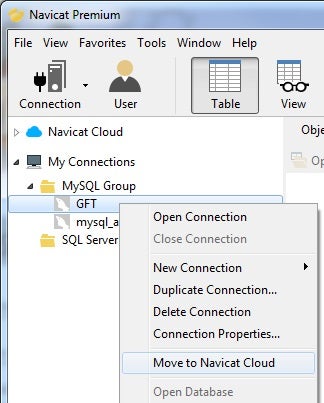 Move Connection to Navicat Cloud