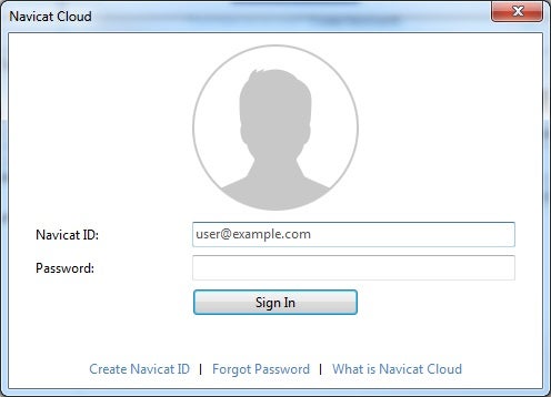 Navicat Cloud Sign In Screen