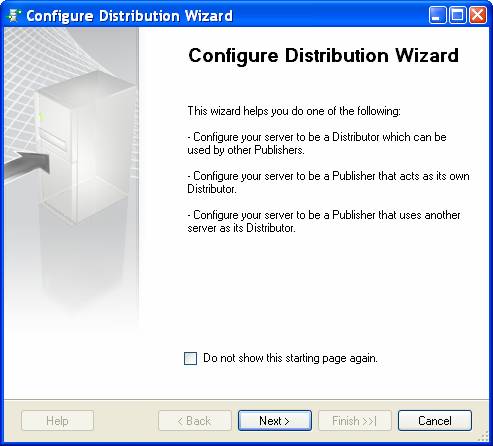 Right click Replication and click Configure Distribution