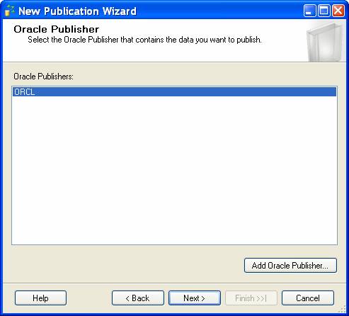 Select the Oracle Publisher
