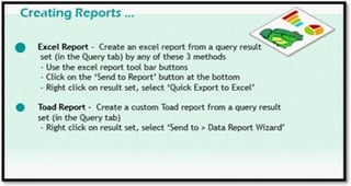 More Advanced Features of Toad for Data Analysts