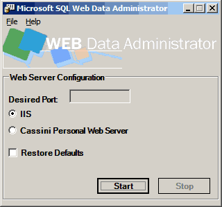 The SQL Server Web Data Administrator