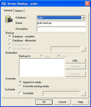 Backing up and Restoring Databases in SQL 2000