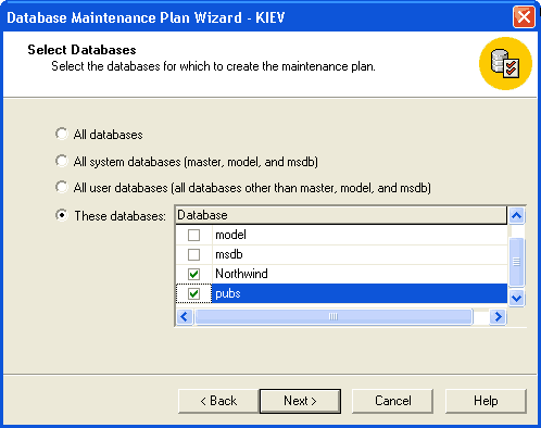 Working with the SQL Server 2000 Maintenance Plan Wizard